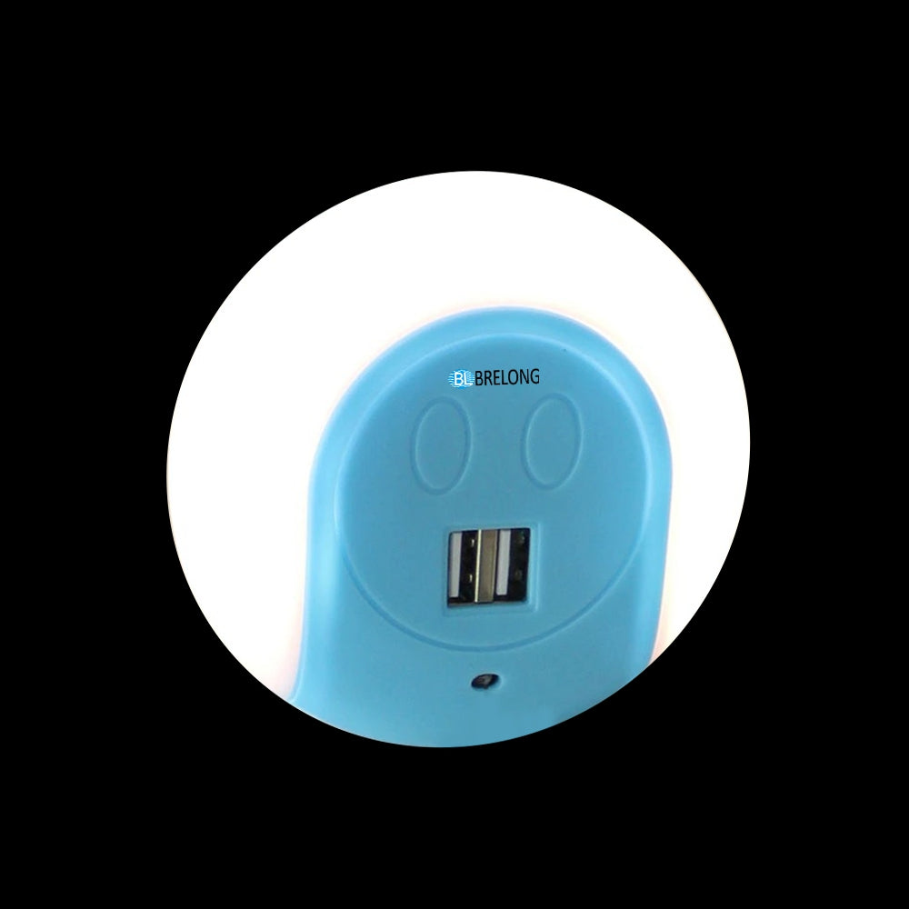 BRELONG XC - 016 2 USB Ports Charger / Light-sensor Night Light