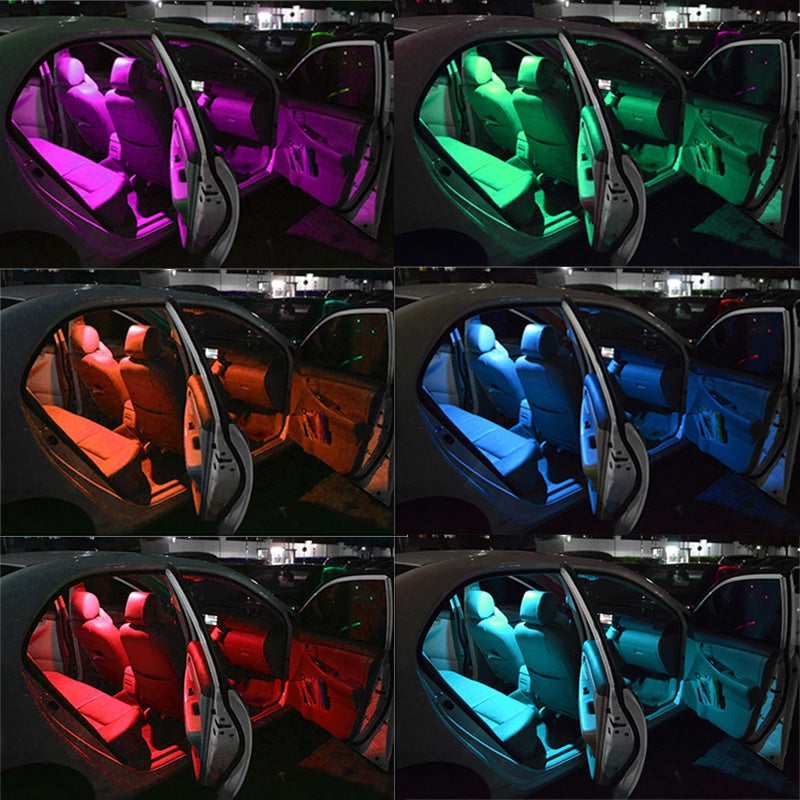 Car Signal Light T10 RGB W5w 12V Auto Interior Light Led Lamps With Remote 1 Set