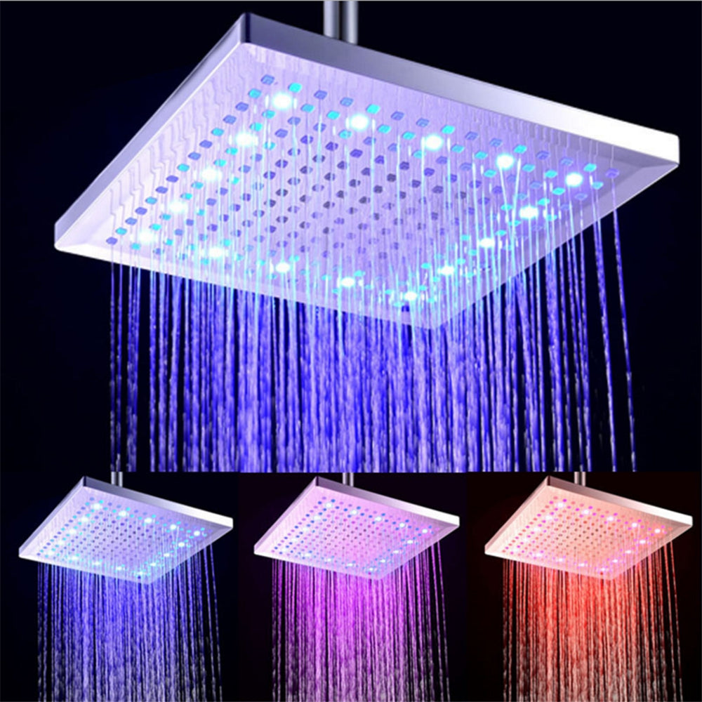 BRELONG LED Shower Head Felt Warm Three-olor Square 12-inch 300mm