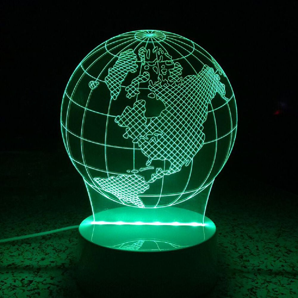 3D World Map Shape Led Light Multi-Color Desk Night Lamp for Kids Room