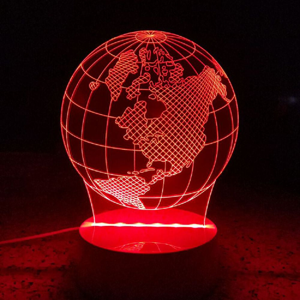 3D World Map Shape Led Light Multi-Color Desk Night Lamp for Kids Room