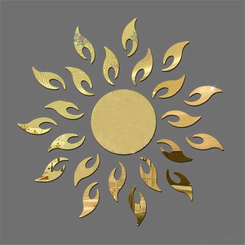 Acrylic 3D Sunflower Fire Mirror Effect Wall Sticker