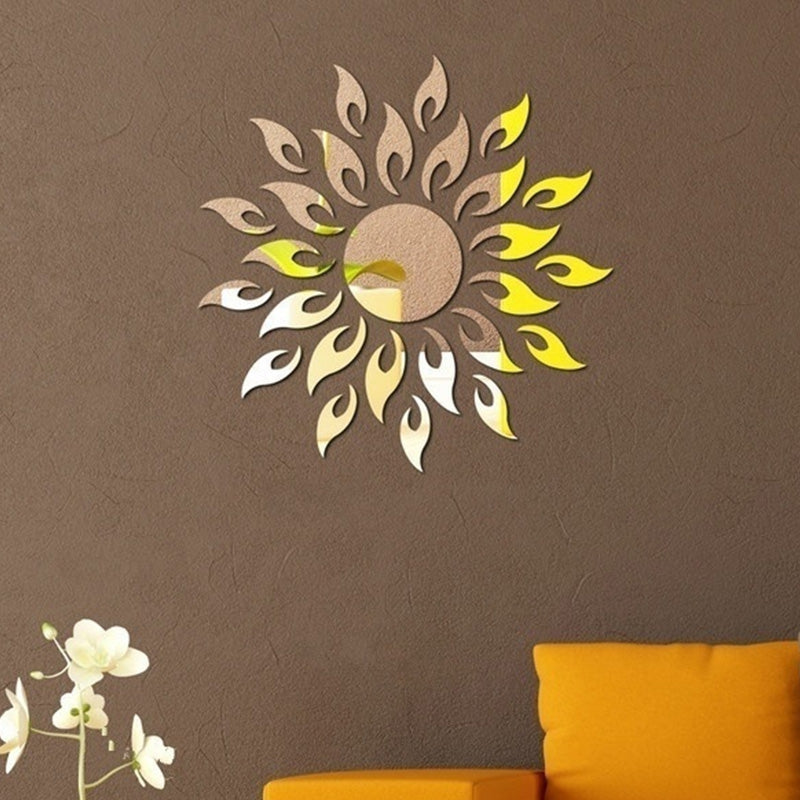 Acrylic 3D Sunflower Fire Mirror Effect Wall Sticker