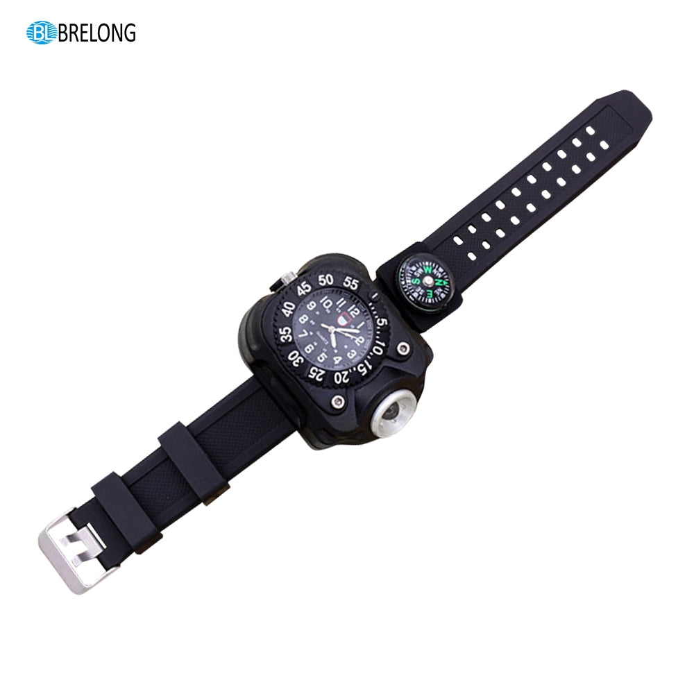 BRELONG Rechargeable LED Handheld Wrist Watch Flashlight for Outdoor Sports