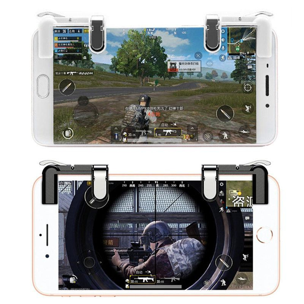 2PCS Mobile Gaming Trigger Fire Button Aim Key Phone Games Shooter Controller