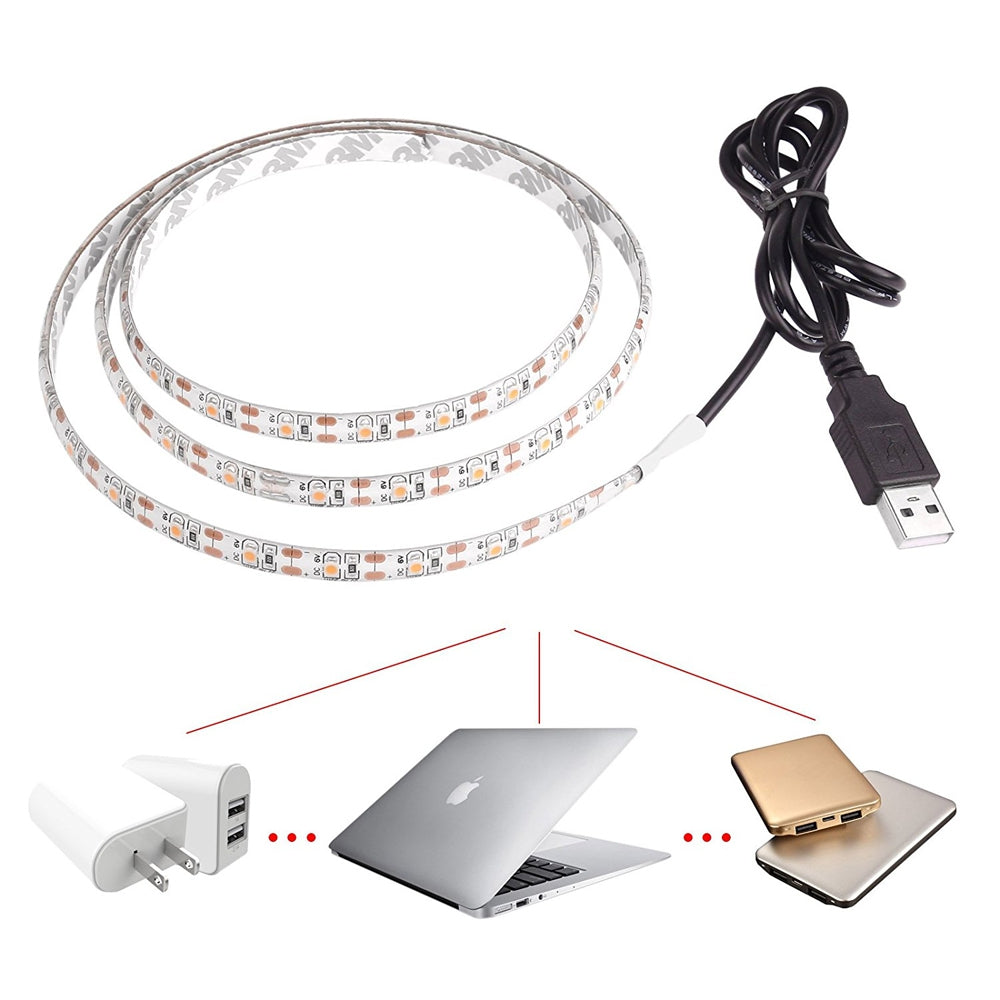 5M USB  5V 5050 TV LED Strip Light  and USB Connector Line 2PCS