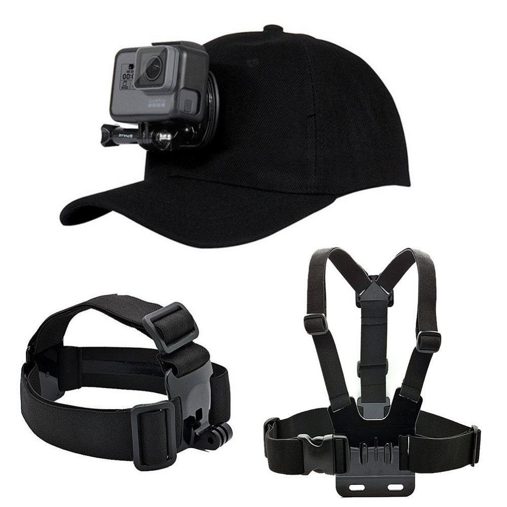 Accessories Kit for GoPro Hero 6/5/4/3+/3/2/1 With Baseball Hat/Head Strap/Chest Strap