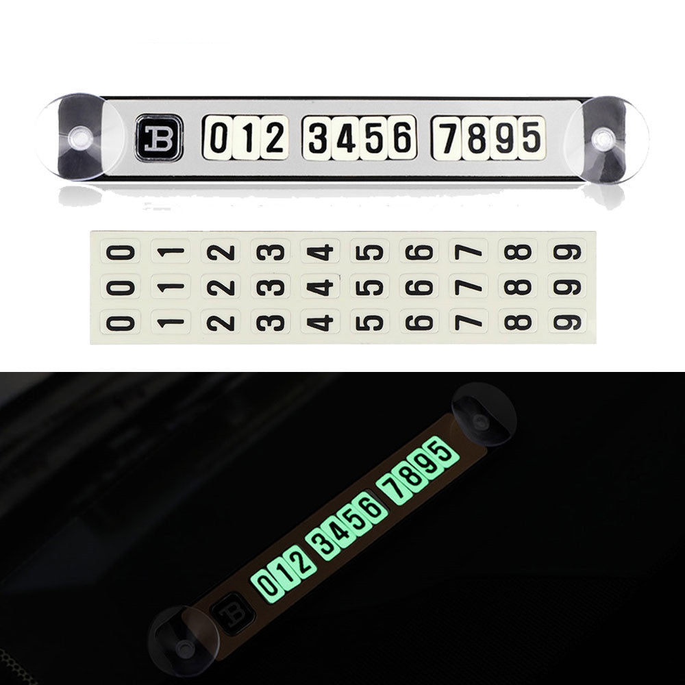 Car Luminous Magnetic Puzzle Temporary Phone Number Parking Card Stop Sign with Suckers