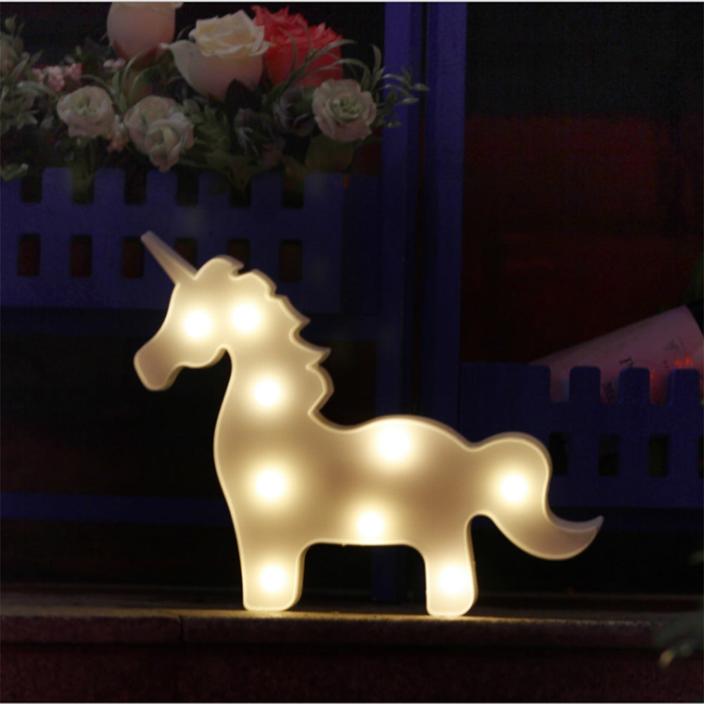 BRELONG 3D Unicorn Warm White Decoration Night Light for Kids Room Christmas Wedding 3V