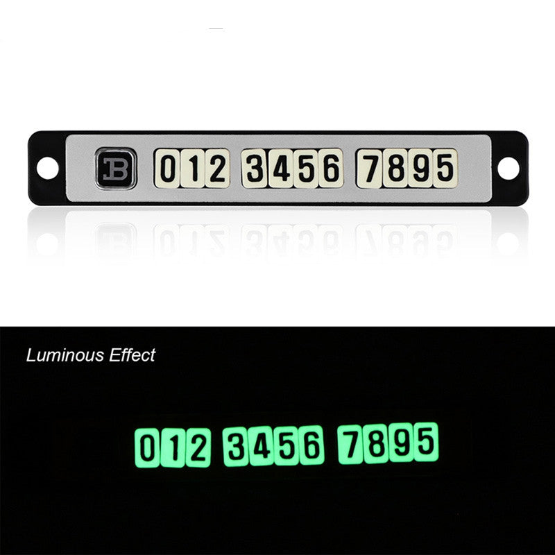 Car Luminous Magnetic Puzzle Temporary Phone Number Parking Card Stop Sign with Suckers