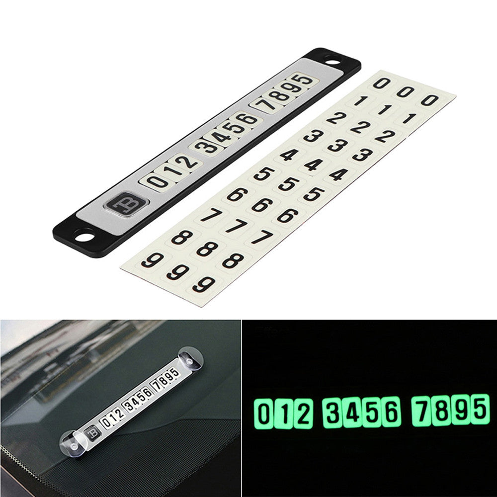 Car Luminous Magnetic Puzzle Temporary Phone Number Parking Card Stop Sign with Suckers