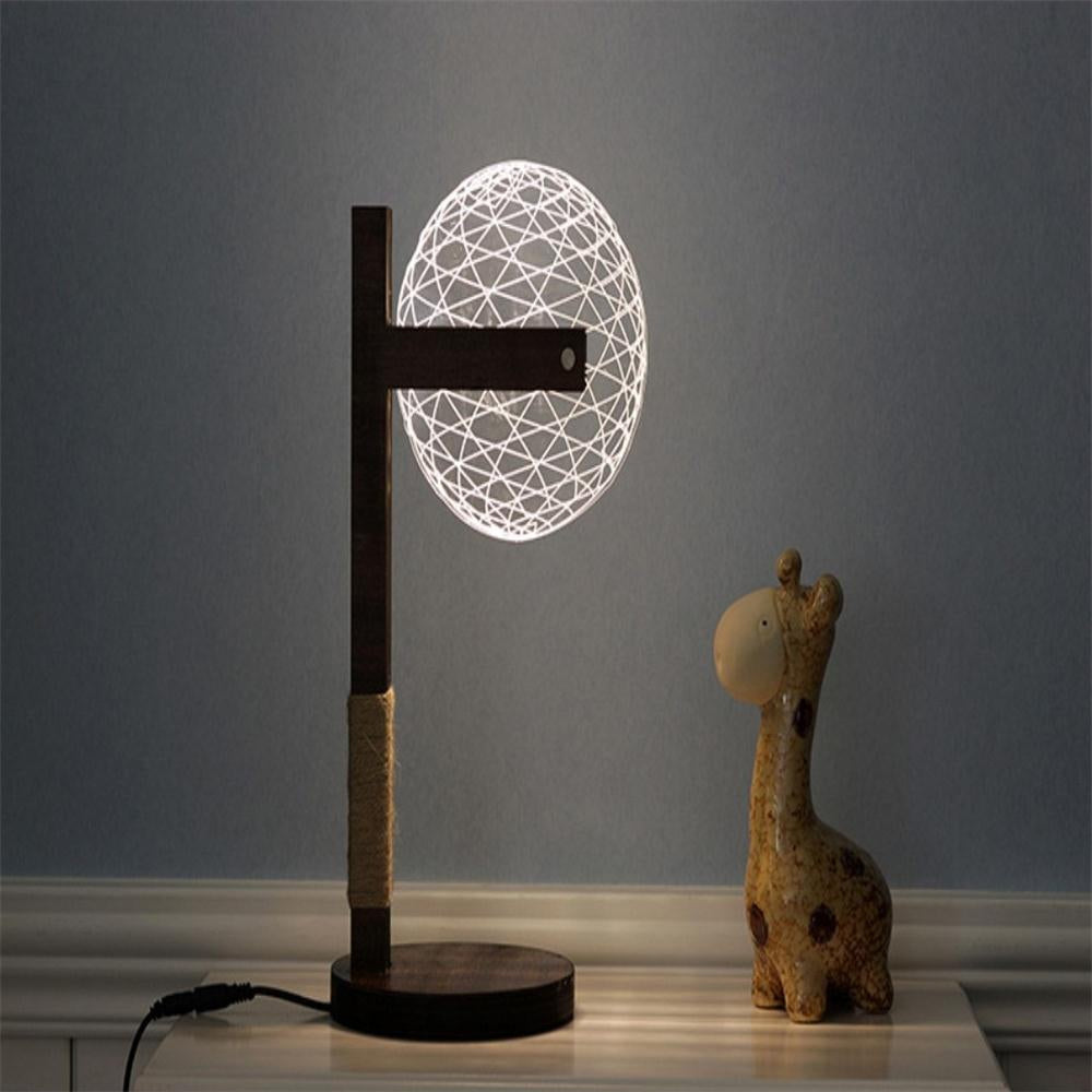 3D Visual Creative Solid Wood Night Light Bedside Lamp