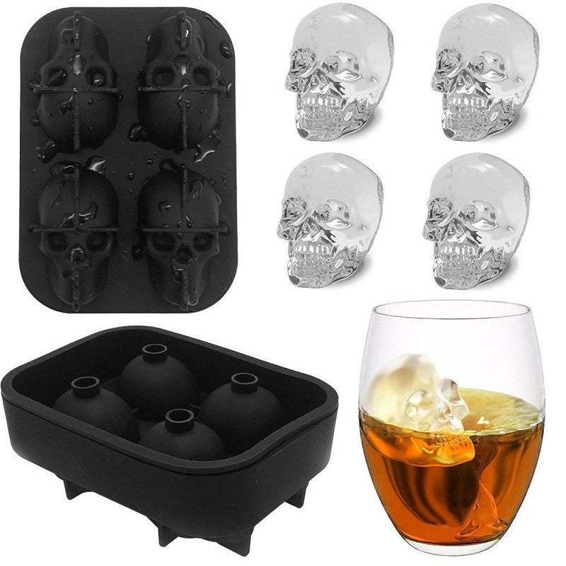 3D Skull Silicone Mold Cool Ice Cube Tray Maker Home Kitchen DIY Mould Tools