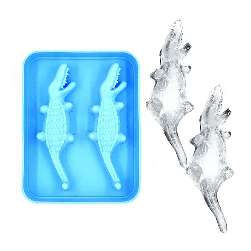 Crocodile Shape 3D Ice Cube Maker Bar Party Silicone Tray Jelly Mold