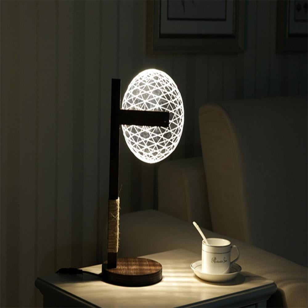 3D Visual Creative Solid Wood Night Light Bedside Lamp