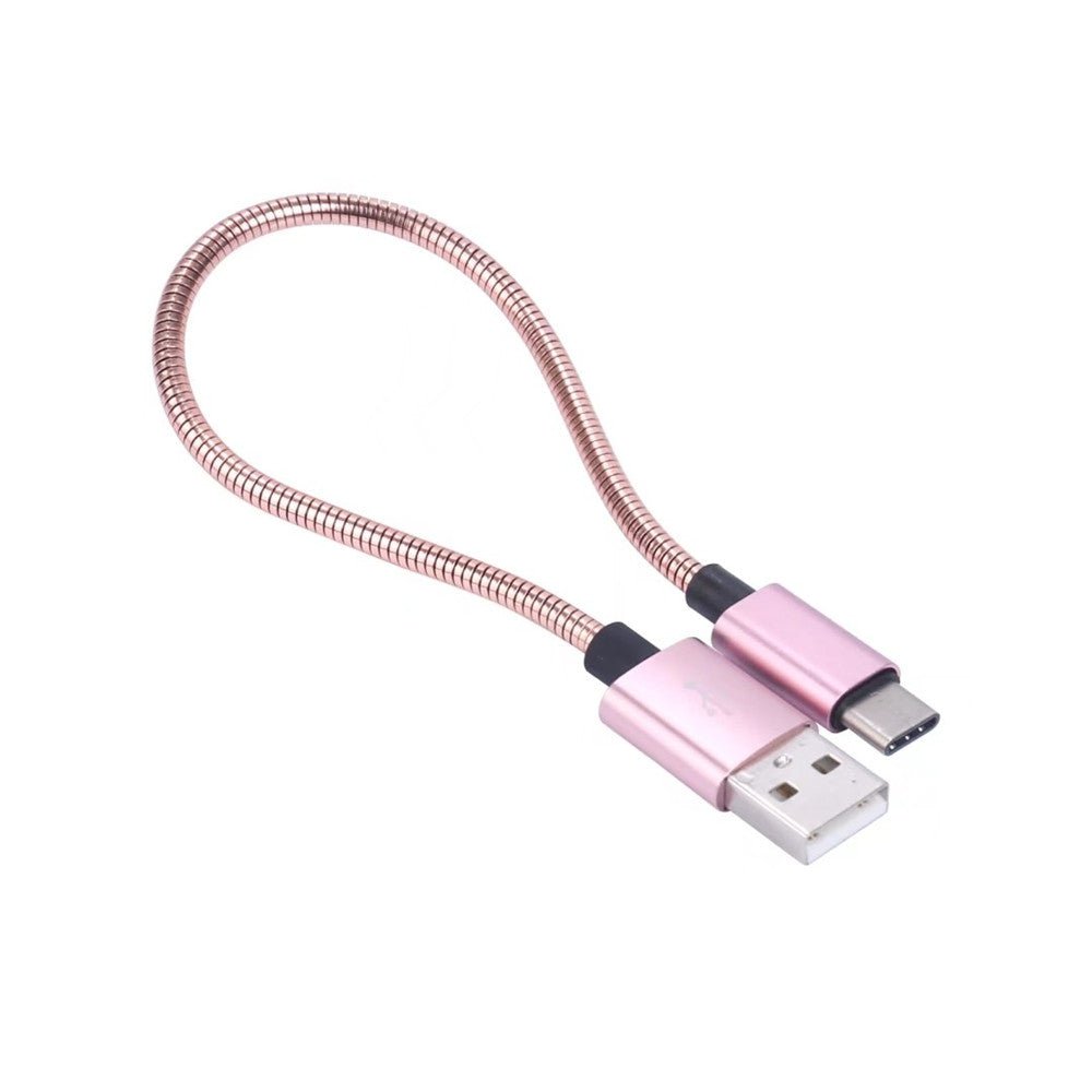 20cm Data Sync Fast Charging Cable for Type-C Devices Metal Spring