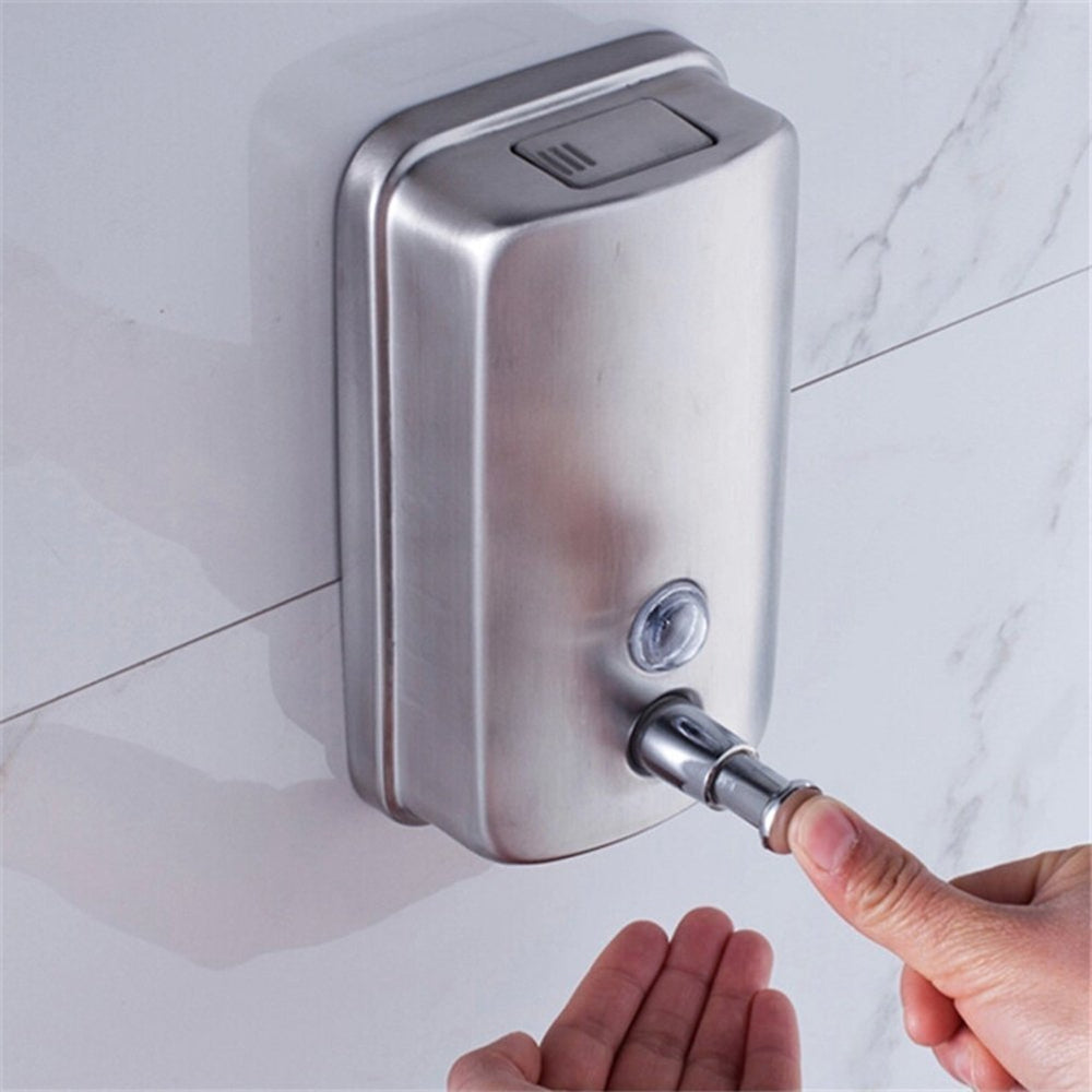 500ml Mounted Stainless Steel Manual Wall Mount Soap Dispenser for Bathroom Kitchen Hotel