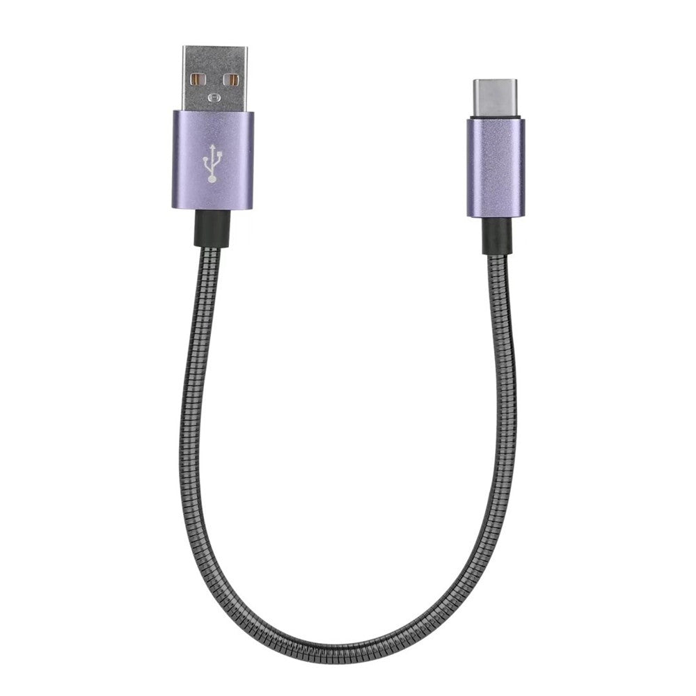 20cm Data Sync Fast Charging Cable for Type-C Devices Metal Spring