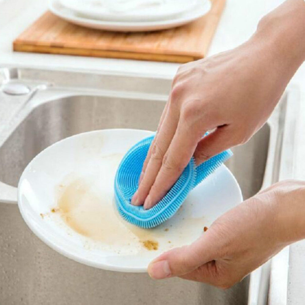 2PCS Multifunction Silicone Dish Bowl Cleaning Brush Dish Sponge Kitchen Washing Tool