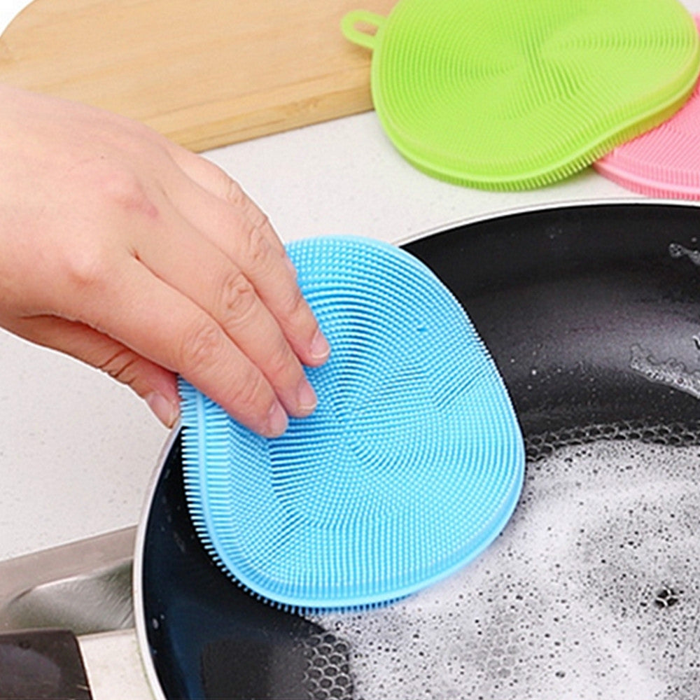 2PCS Multifunction Silicone Dish Bowl Cleaning Brush Dish Sponge Kitchen Washing Tool