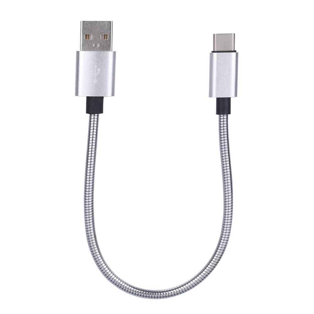 20cm Data Sync Fast Charging Cable for Type-C Devices Metal Spring
