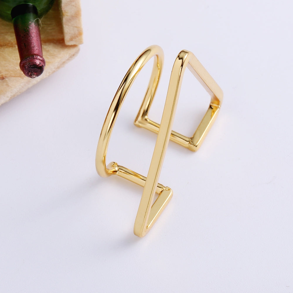 Creative Geometric Opening Triangle Rings Adjustable 24K Gold Plated Charm Jewelry