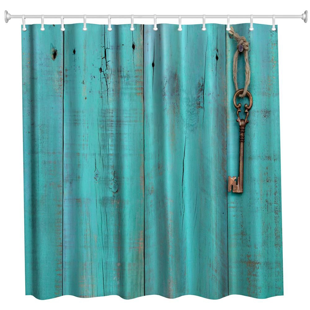 Blue Door  and Key Polyester Shower Curtain Bathroom Curtain High Definition 3D Printing Water-P...