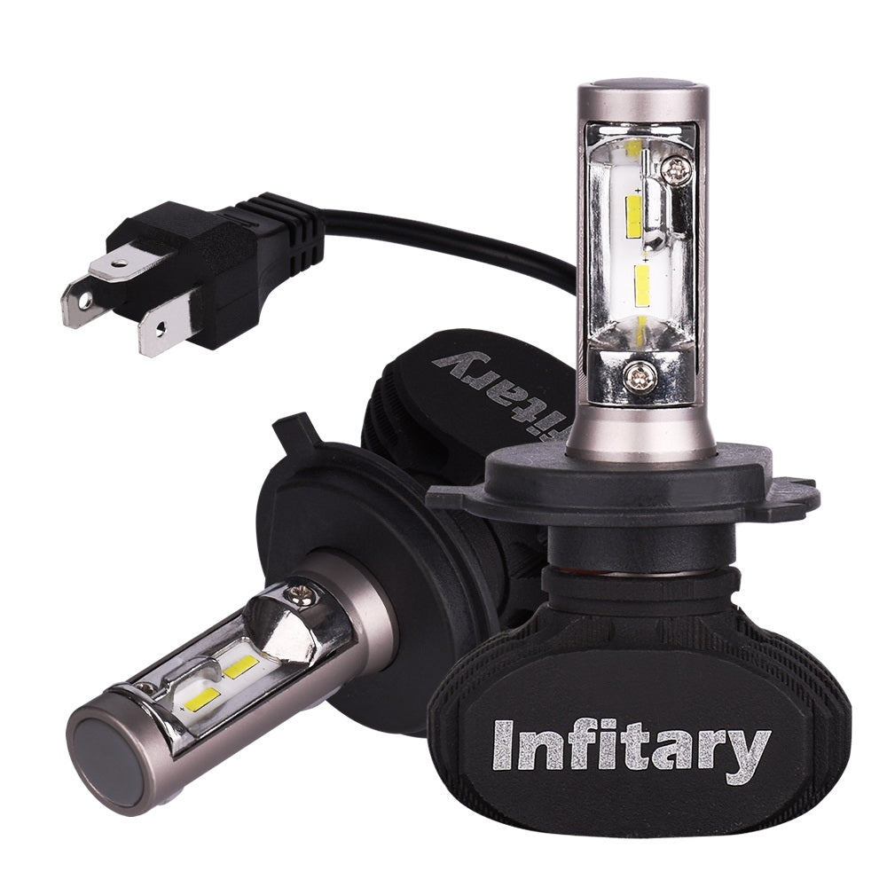 2PCS Infitary  H4 LED Headlight Bulbs Auto Headlamp Hi-Lo Beam 50W 8000LM