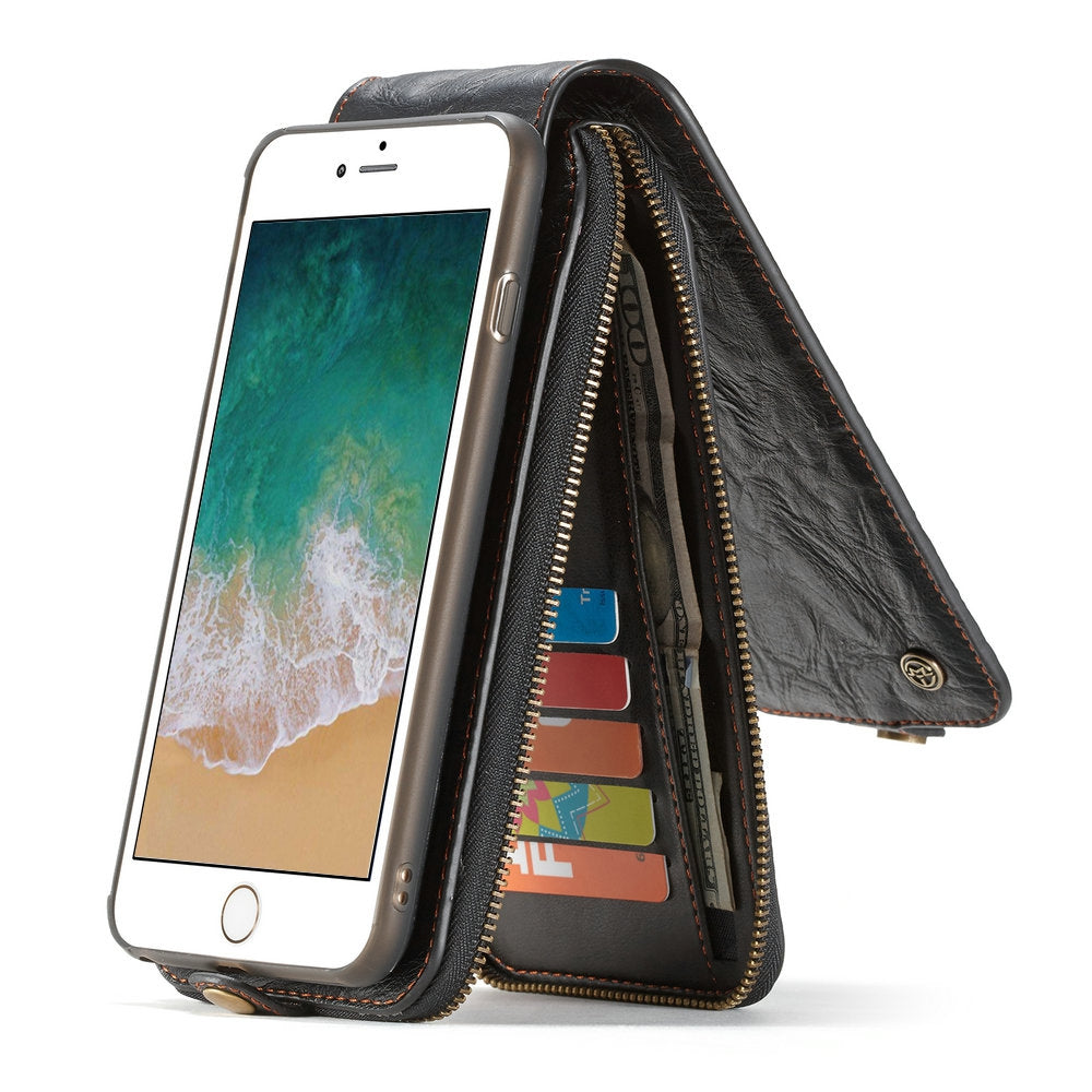 CaseMe for iPhone 6/ 6S 2 in 1 Premium PU Leather Zipper Cellphone Purse with 12 Card Slots and ...