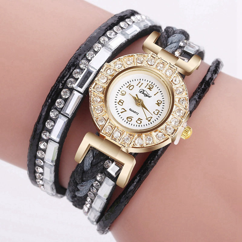 DUOYA D200 Women Diamond Bracelet Leather Watch