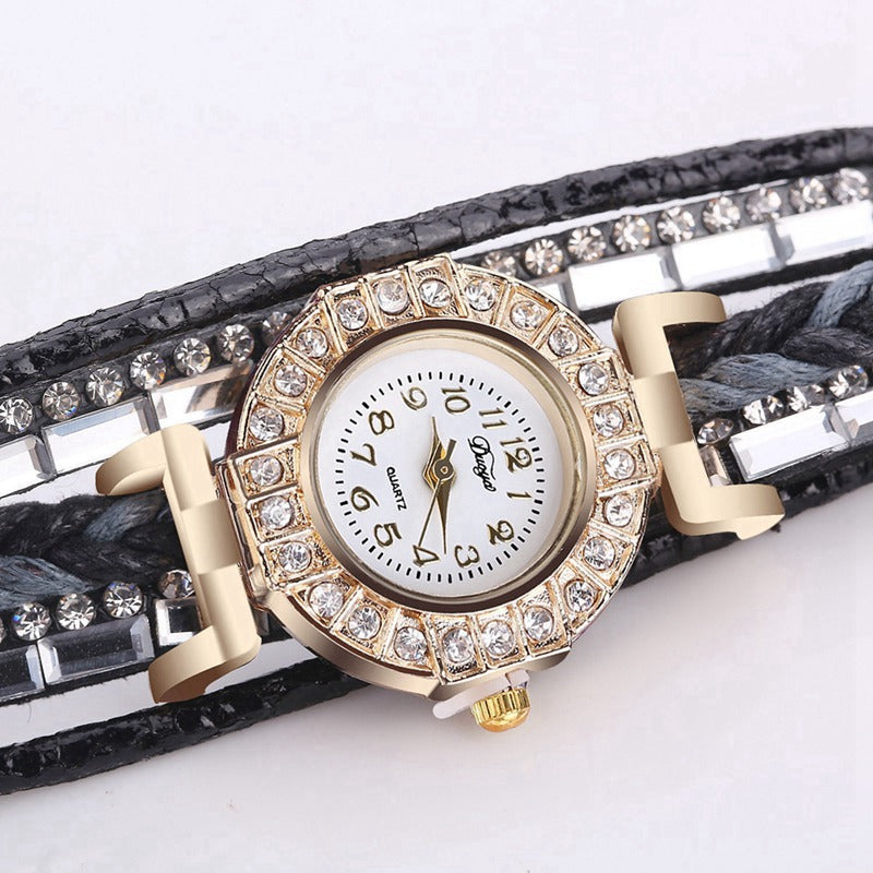 DUOYA D200 Women Diamond Bracelet Leather Watch