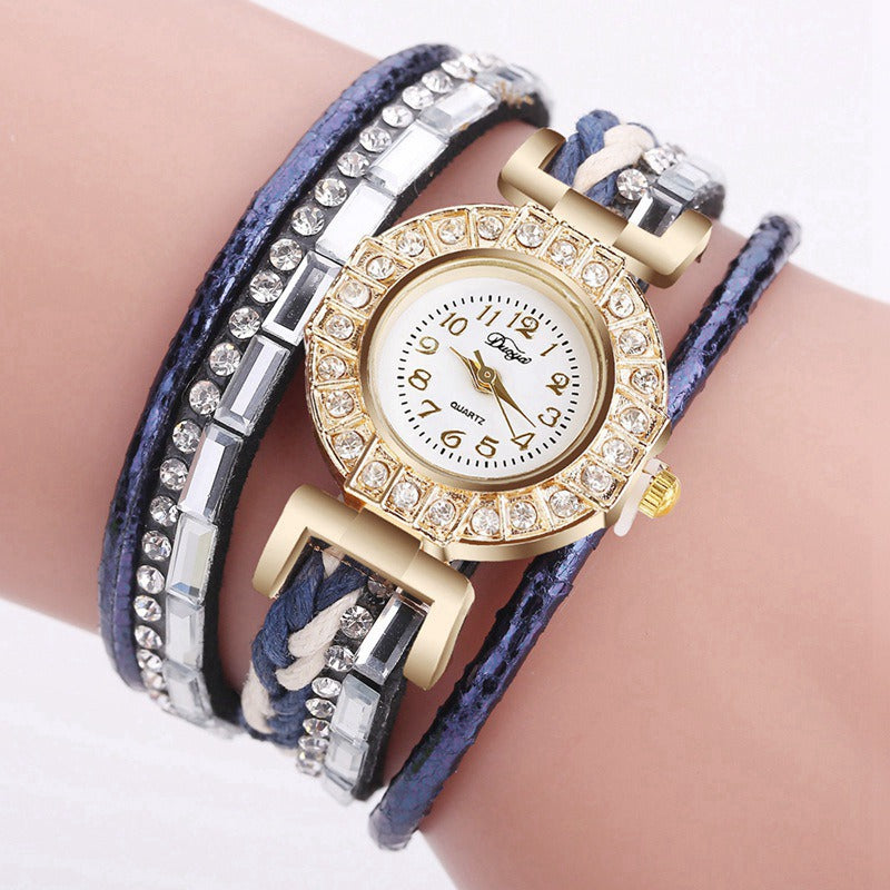 DUOYA D200 Women Diamond Bracelet Leather Watch