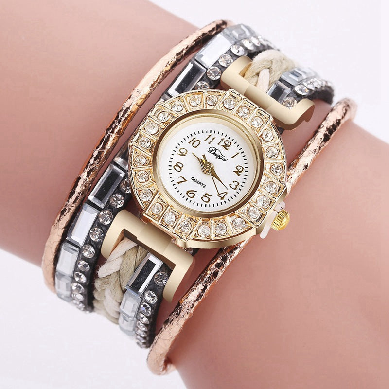 DUOYA D200 Women Diamond Bracelet Leather Watch