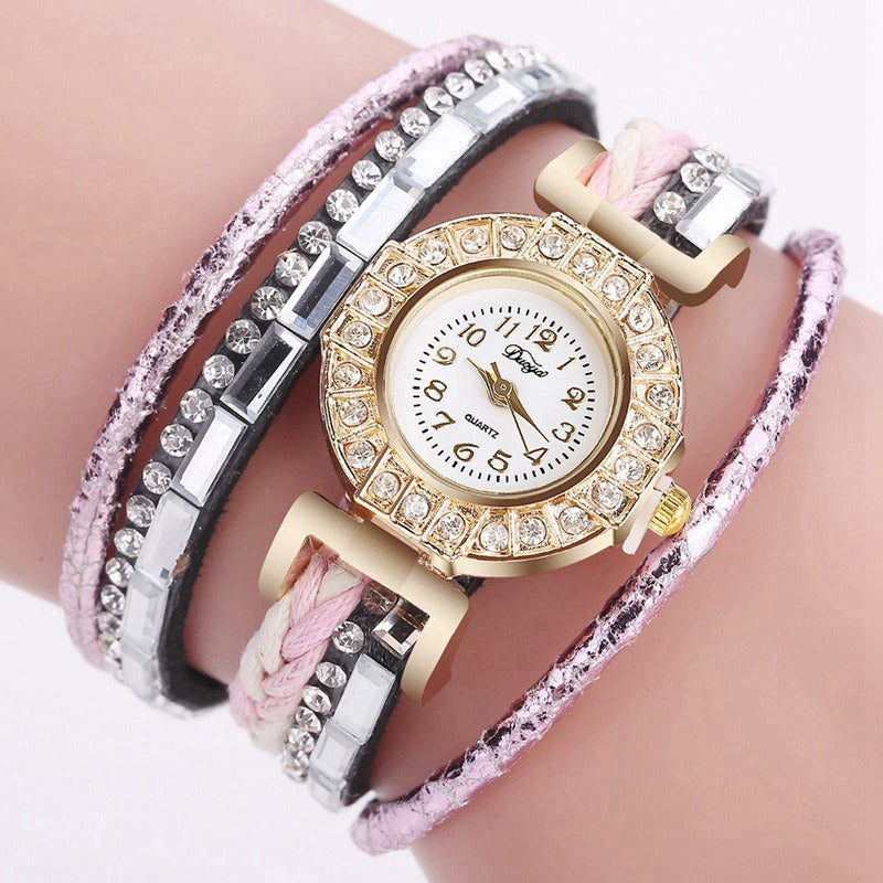 DUOYA D200 Women Diamond Bracelet Leather Watch