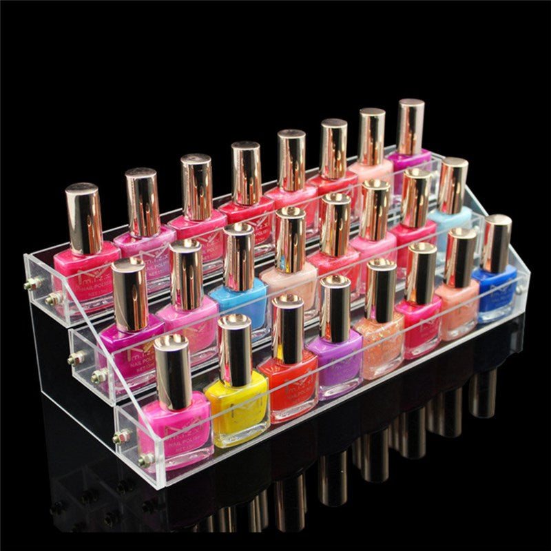 3 Tier Clear Acrylic Display Stand Holder for Nail Polish Bottle Rack Makeup Cosmetic Lipstick S...