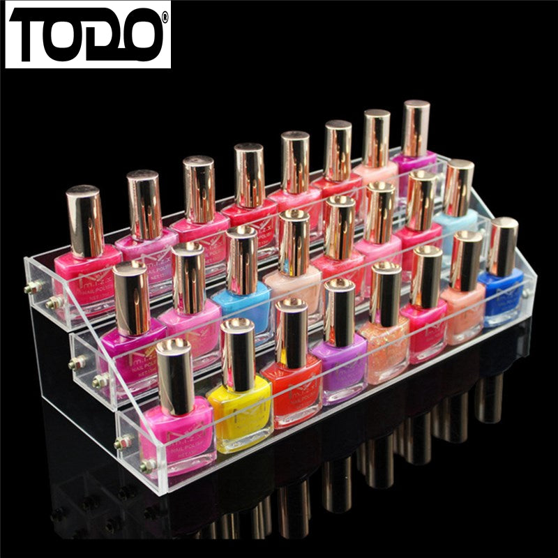 3 Tier Clear Acrylic Display Stand Holder for Nail Polish Bottle Rack Makeup Cosmetic Lipstick S...