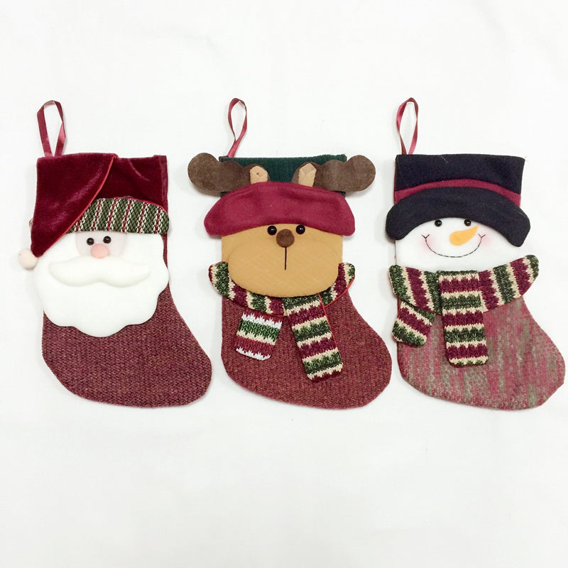 3PCS Good Quality Textile Christmas Stocking M Size