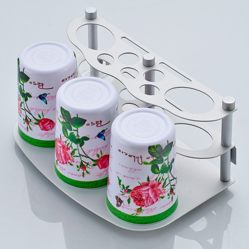 Bathroom Space Aluminum Toothbrush Holder and Toothbrush Cup Set