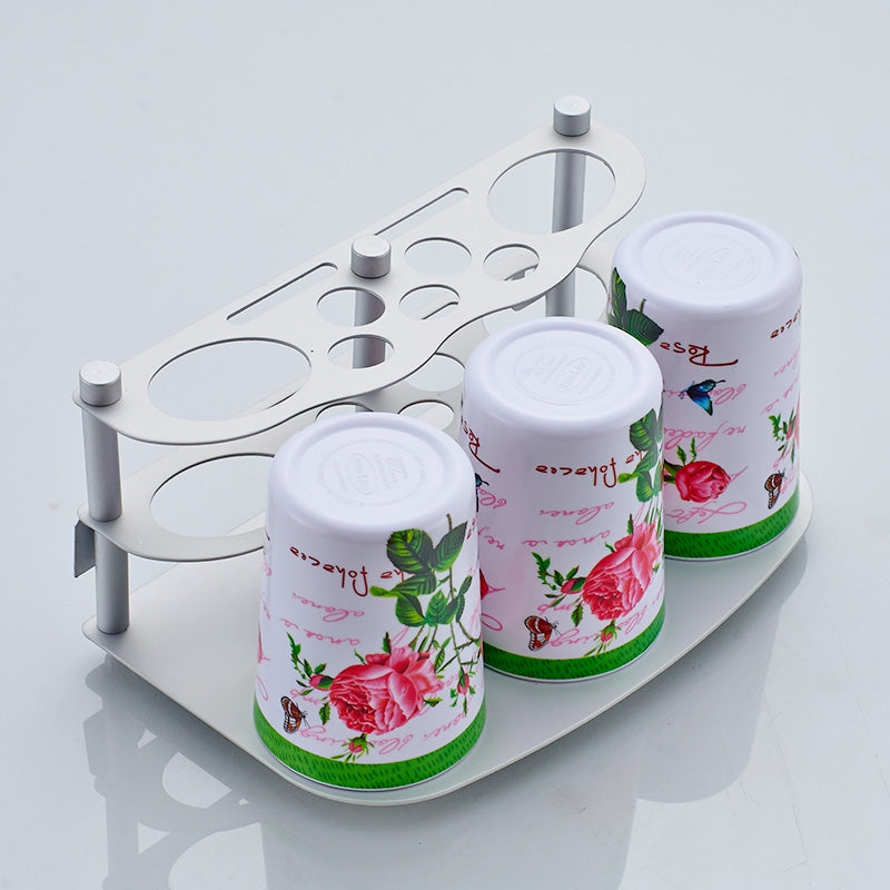 Bathroom Space Aluminum Toothbrush Holder and Toothbrush Cup Set