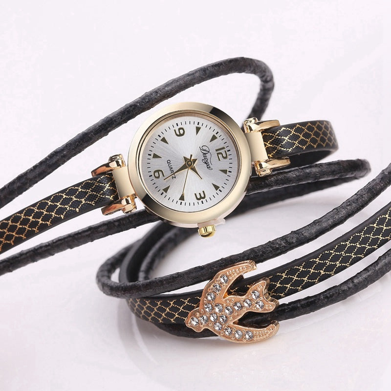 DUOYA D201 Women Fashion Gold Birds and Precious Stones Watch Quartz Watch