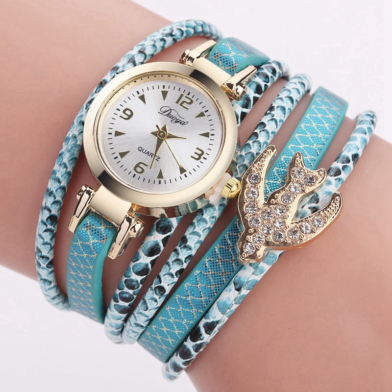 DUOYA D201 Women Fashion Gold Birds and Precious Stones Watch Quartz Watch