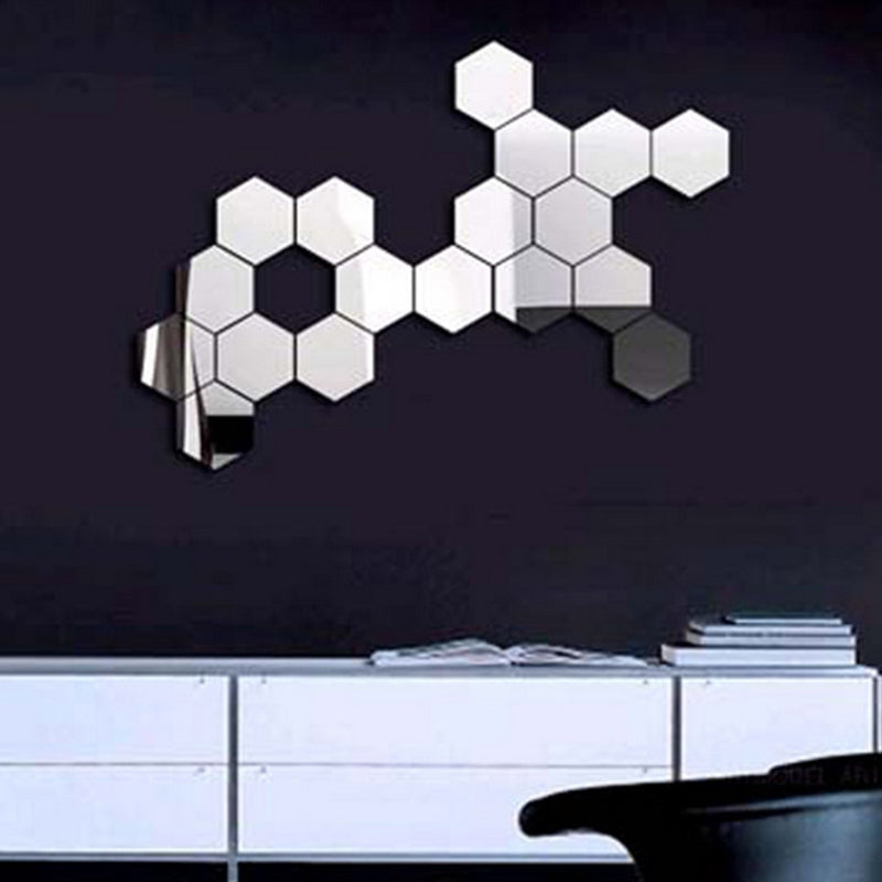 Diy Hexagon 3D Art Mirror Wall Stickers for Home Wall Decal