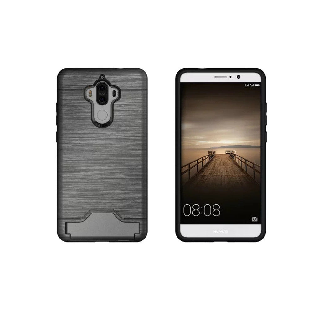 2 in 1 Hybrid Wire Drawing Armor PC +TPU Case With Stand Card Holder for HUAWEI Mate 9