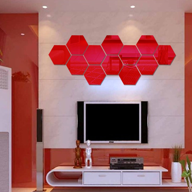 Diy Hexagon 3D Art Mirror Wall Stickers for Home Wall Decal