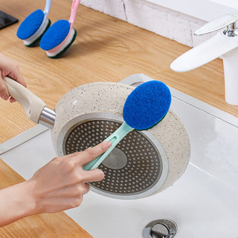 Curved Handle Double-Sided Magic Clean Cloth Nanoscale Sponge Cleaning Kitchen Bowl Brush Pan