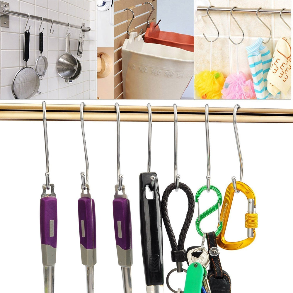 12PCS Kitchen S Shaped Metal Hanging Hooks Towels Pans Pots Bags Curtains