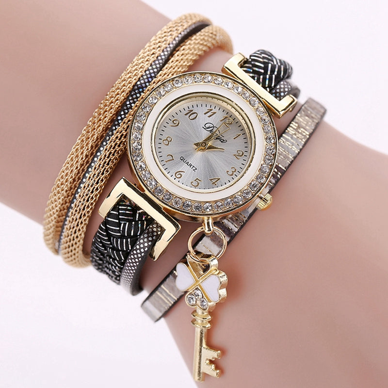 DUOYA D097 Luxury Women Leather Bracelet Watch Fashion Braided Quartz Watch