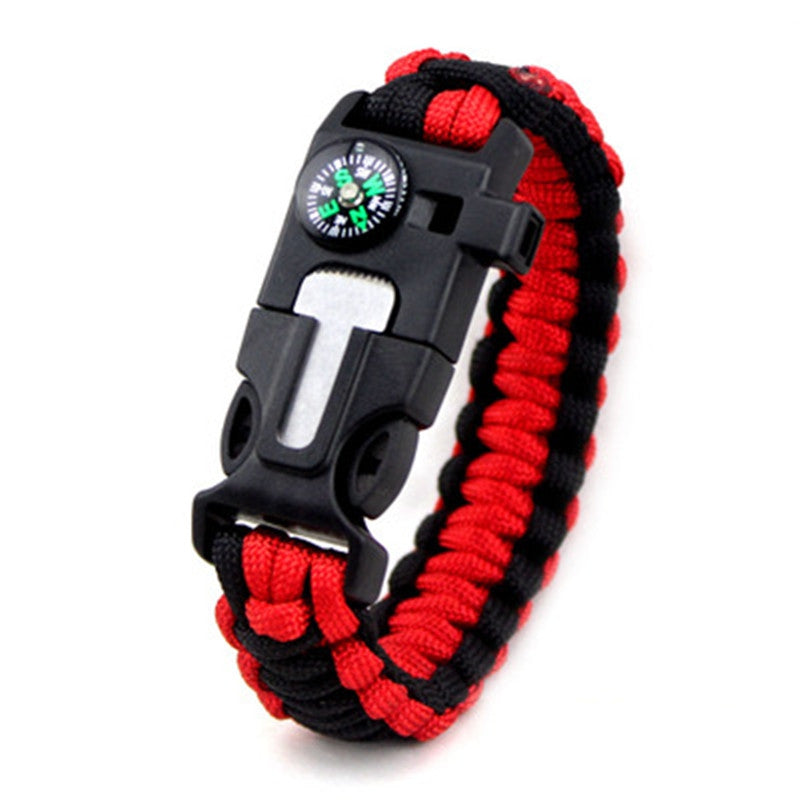 5 In 1 Outdoor Survival Gear Escape Bracelet Flint Whistle Compass Scraper