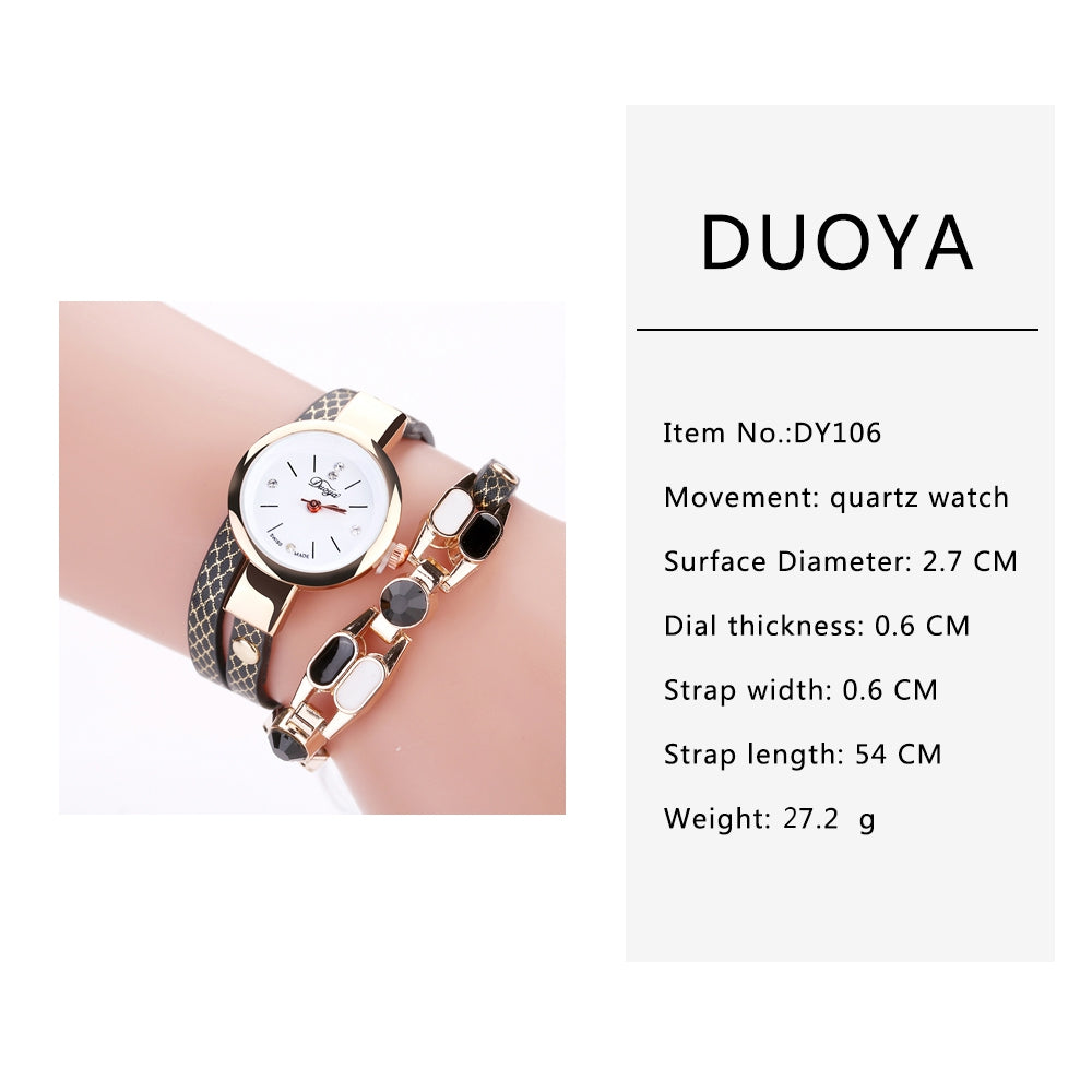 DUOYA D167 Women Wrap Around Leather Wrist Watches