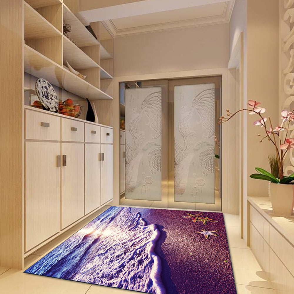 Door Mat European Style Purple Sea Beach Kitchen Hotel Polyester Rug